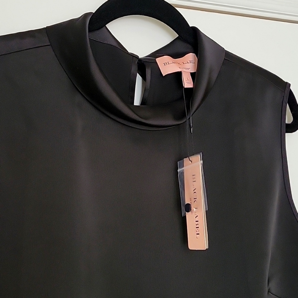 Chico's Black label sleeveless silky cowlneck NWT